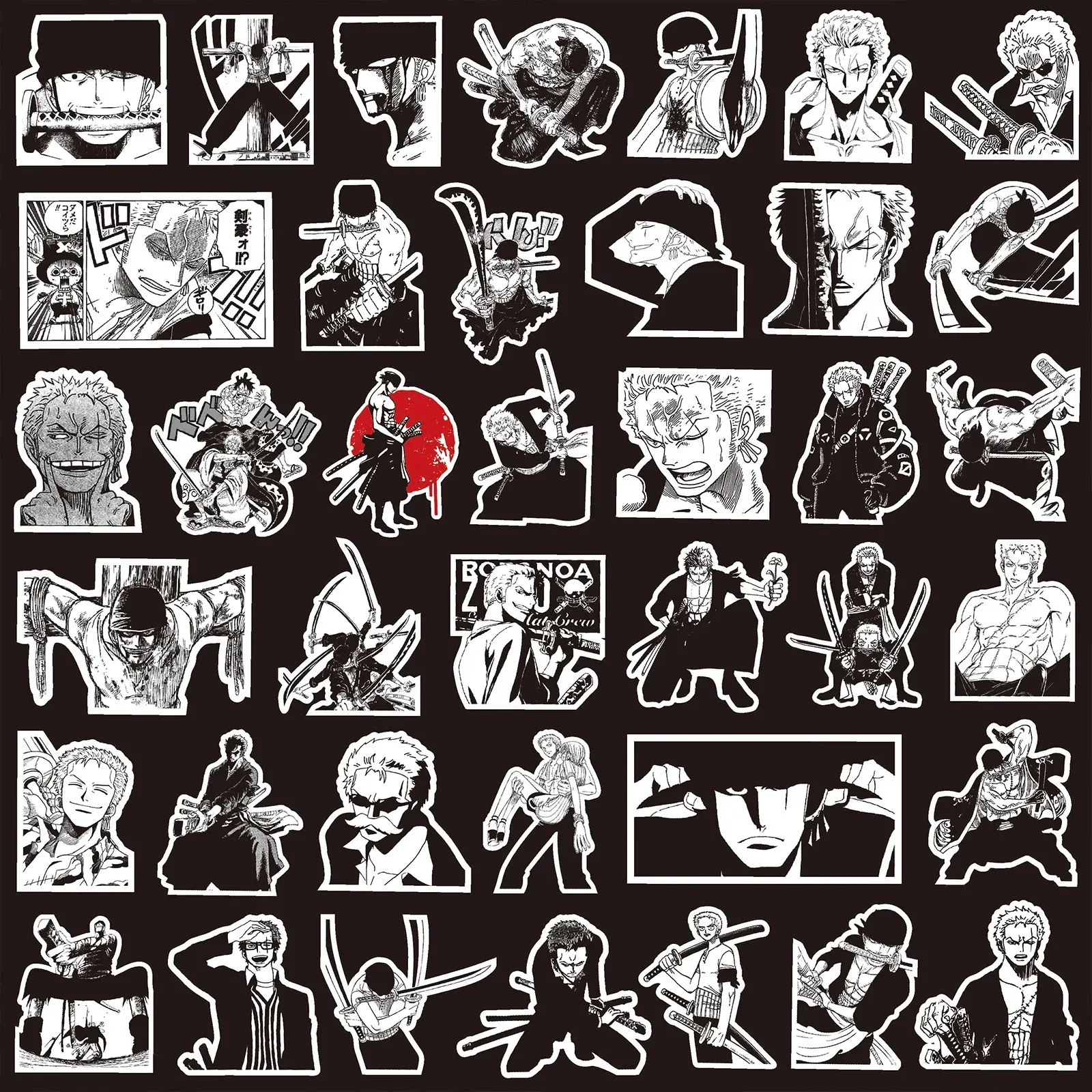 75PCS Cool One Piece Zoro Anime Stickers DIY Fridge Guitar Laptop Motorcycle Travel Waterproof Graffiti Kid Sticker Gift