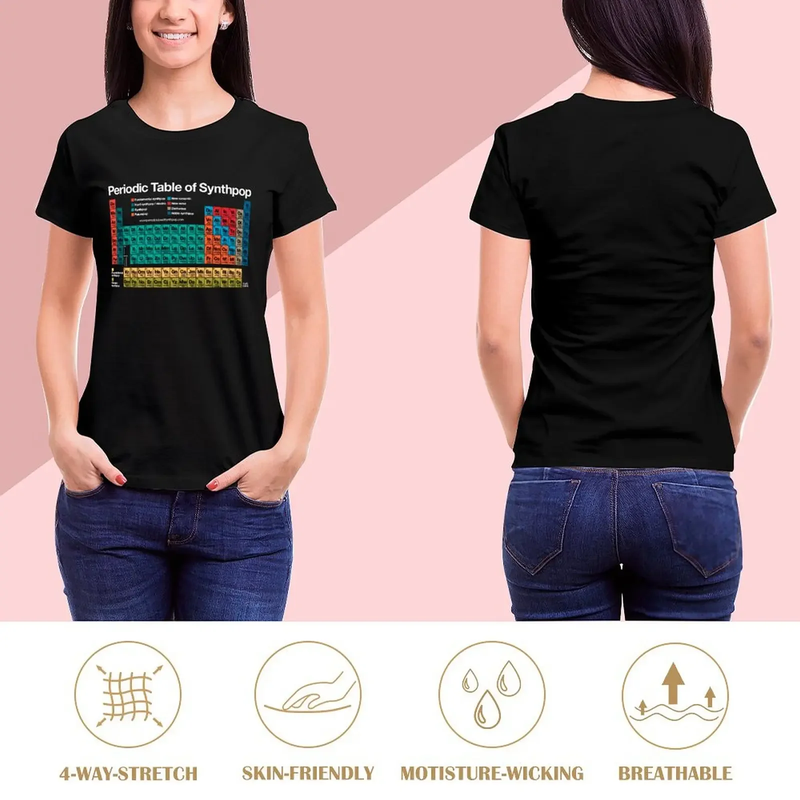 Periodic Table of Synthpop (dark background) T-Shirt sports fans anime clothes tops t-shirt dress for Women long