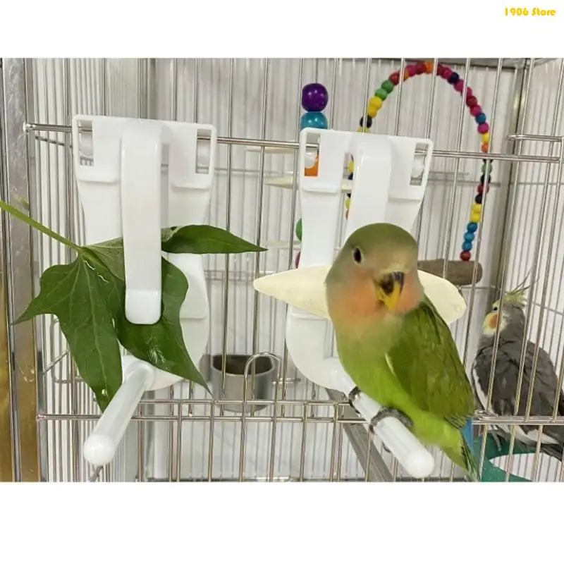 U1JB Parrot Vegetable Fruit Feeder Bird Cuttlebone Holder Plastic Treat Clips for Finch Cockatiel African for Grey for