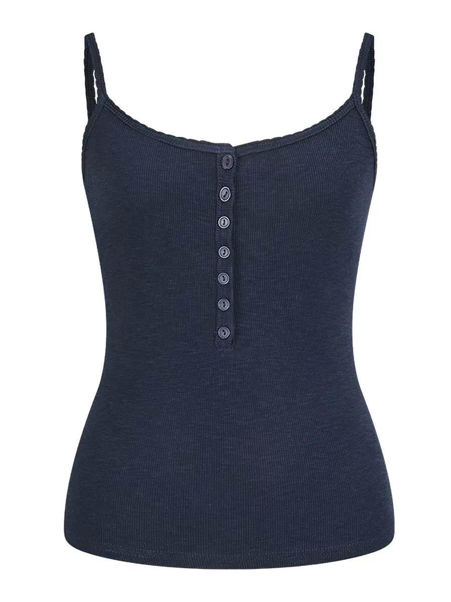 Women's 95 Cotton Button-Up Camisole Tank Top plus Size Slim Fit Inner Wear Base Layer Shirt Summer Season Simple Style