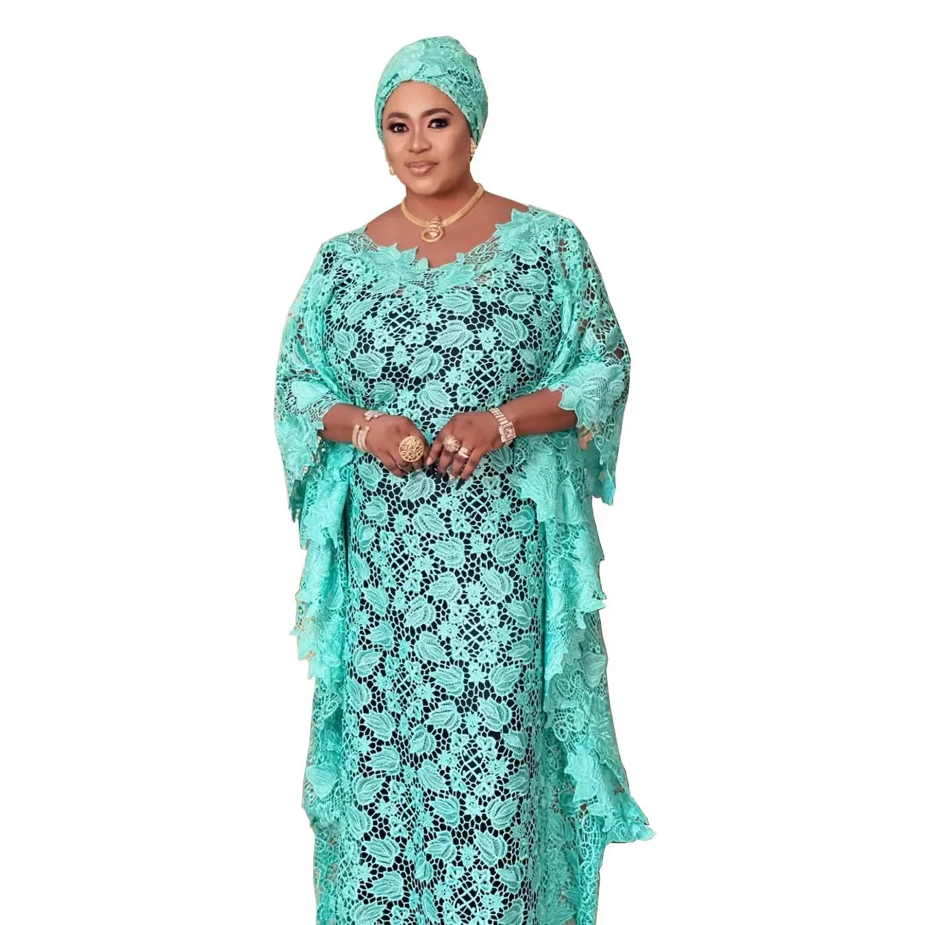 

African Dresses for Women 2021 New African Clothes Dashiki Lace Boubou Robe Africaine Femme Bazin Riche Party Africa Dress