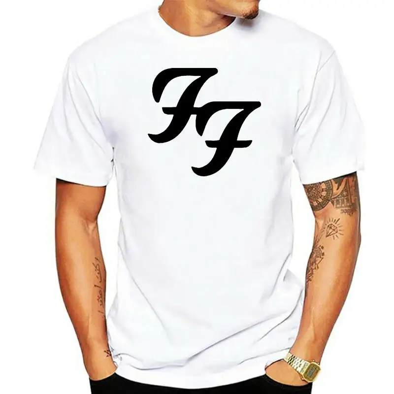 

Printed men's t-shirt Hard Rock Roll Band t-shirt FF Fashion letters Dave Grohl Guitarist men's T shirts wholesale