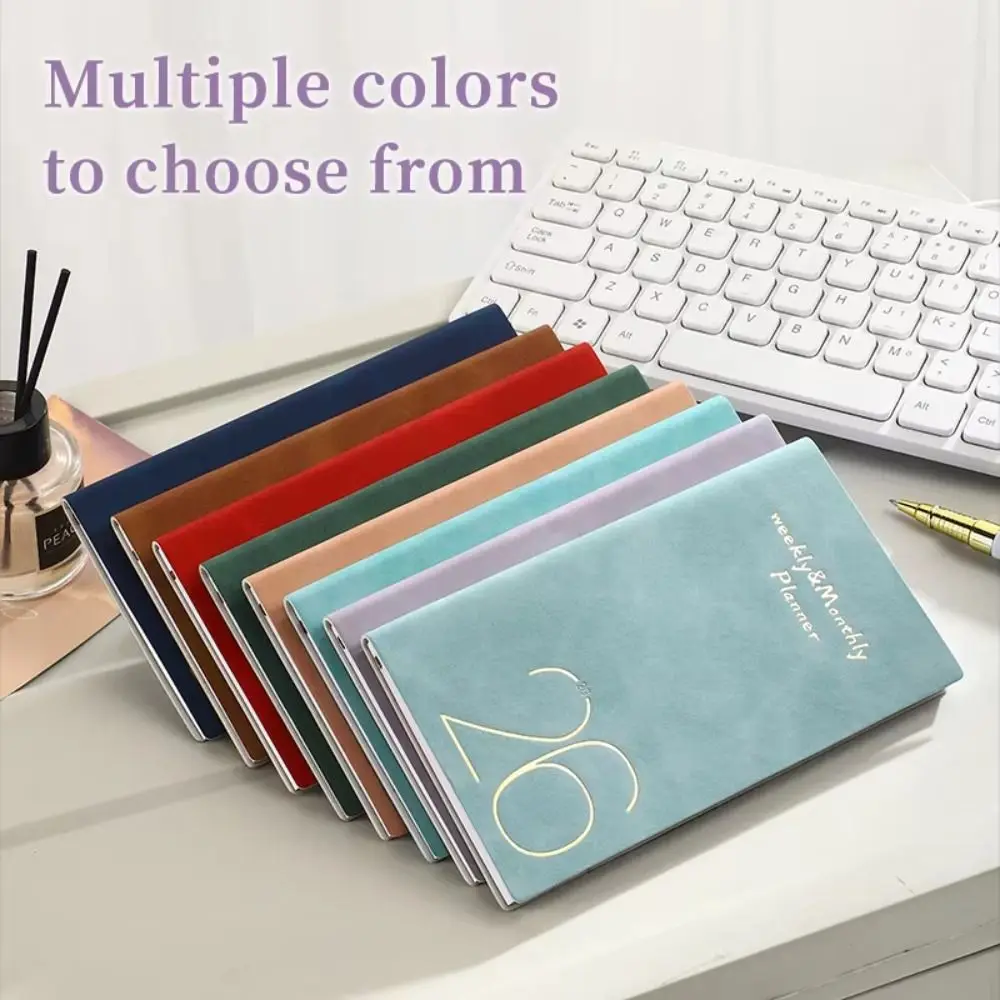 365 Days A6 Planner Notebooks Efficiency Daily Planner Reminder English Agenda Book PU Textured Time Organizer