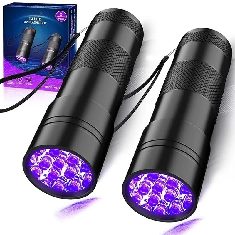 Linterna UV portátil de 9/12/51LED, linterna ultravioleta impermeable de emergencia con detección de dinero y manchas de orina de mascotas