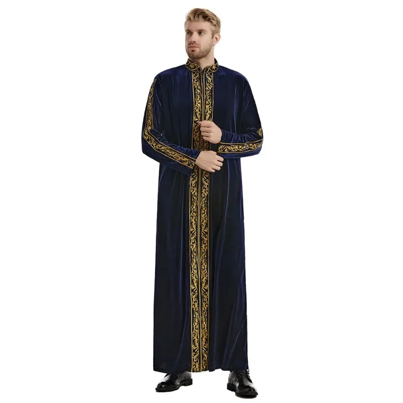 Vestido de veludo muçulmano para homens, Kaftan Thobe, Saudi Jubba Thobe, Vestuário islâmico, Árabe Thobe, Caftan Thawb, Vestido Ramadan, Oriente Médio Abayas