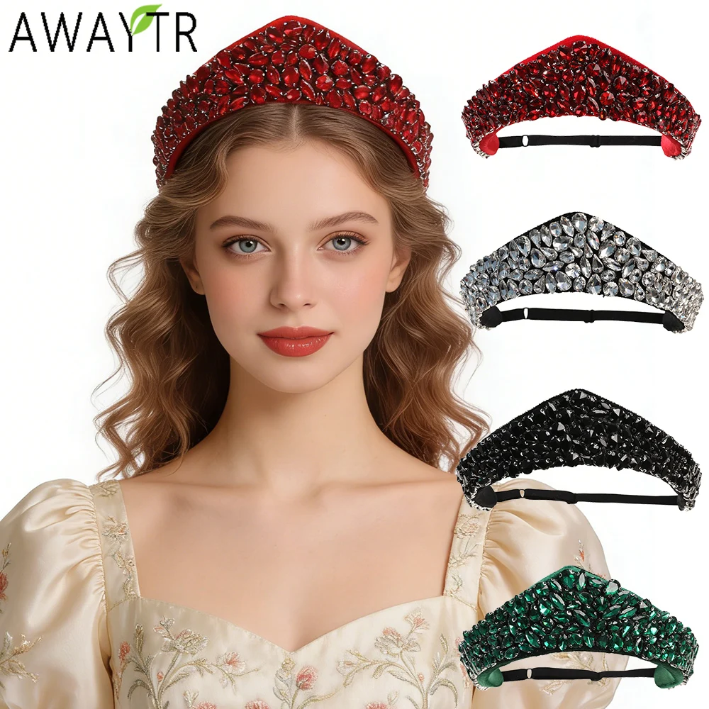 

AWAYTR Diamond Velvet Kokoshnik Elastic Hairband Fashion Sponge Hair Bands Hoop Braided Headband Girls Valentine's Headwear