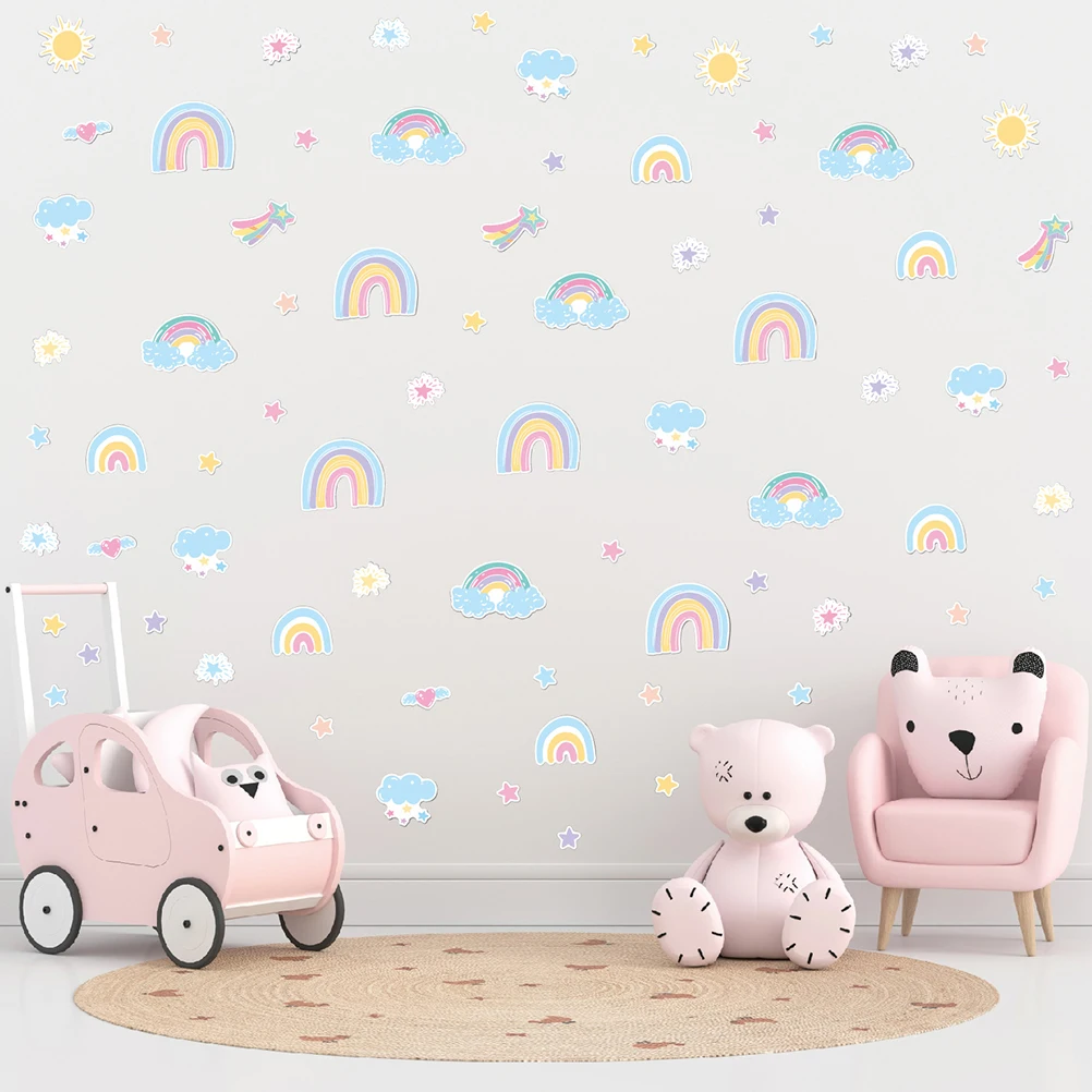 

Waterproof Rainbow Wall Decals PVC Self-Adhesive Decorative Stickers for Kids Home Room Decoration Wall Stickers Family Friends