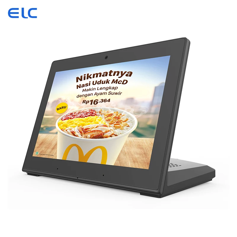 L Shape 8 Inch Touch Screen Customer Feedback Evaluator Bank Restaurant Ordering POE RJ45 NFC Desktop Android Tablet