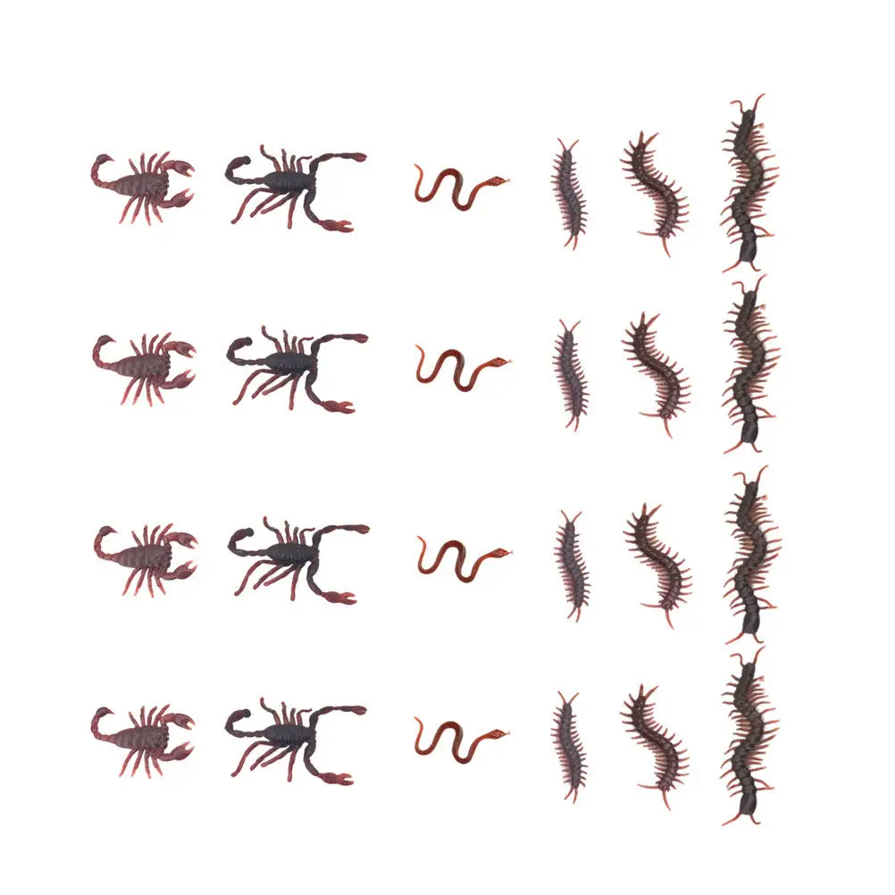 30Pcs Lifelike Insect Simulation Prank Props Halloween Scary Festival Decoration Crawling Worm Scorpion Centipede Artificial