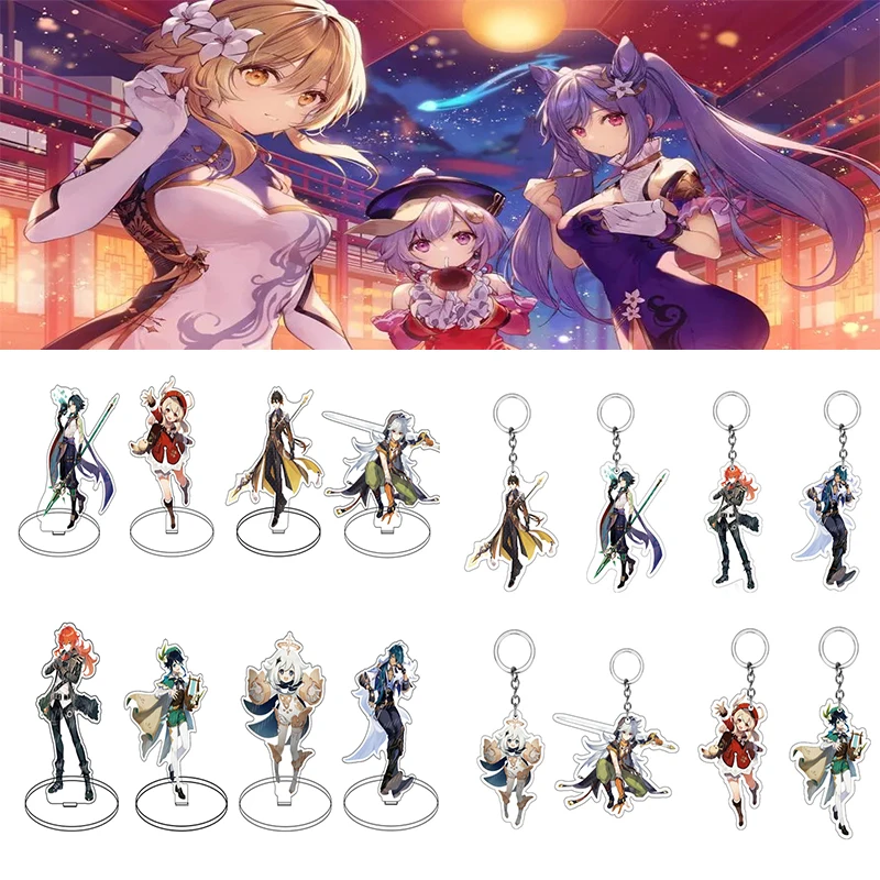 Anime Figure Genshin Impact Xiao Scaramouche Hutao Zhongli Acrylic Model Plate Desk Decor Standing Sign Figures for Fans Gifts