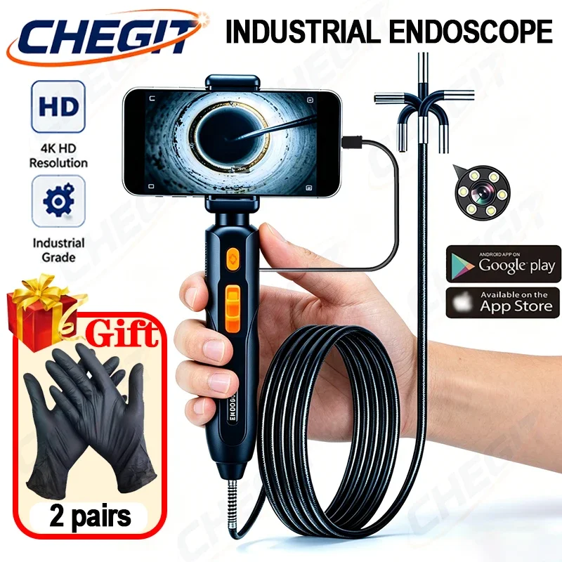 

4K UHD 360° Articulating Borescope Endoscope Camera Inspection Borescope Camera IP67 For Android/iOS PhoiOS Phone Commercial use