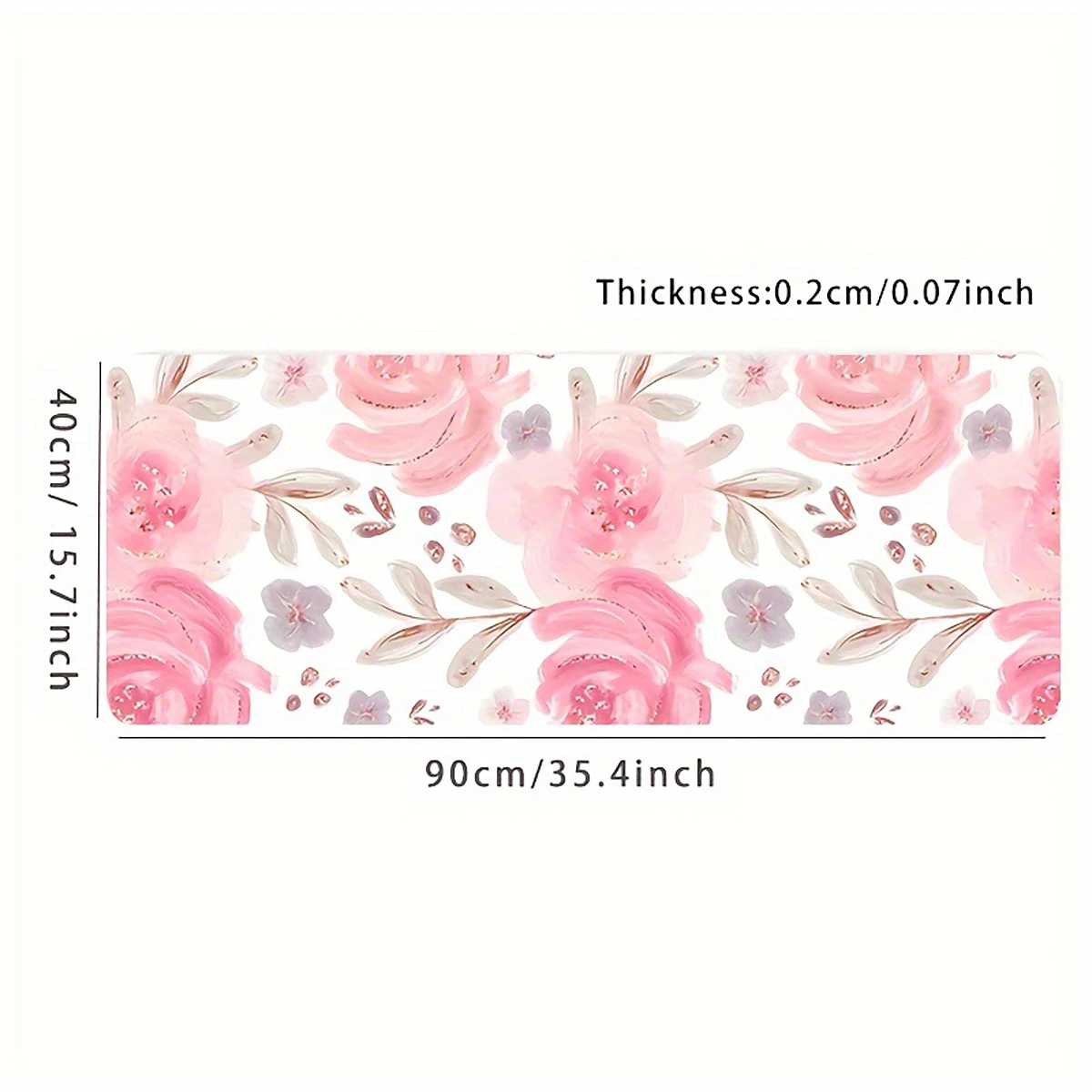 1pc Pink Flower Aesthetic Floral Mouse Pad Multi-Size Non-Slip Stitched Edge Computer Keyboard Desk Mat For Office And Gift