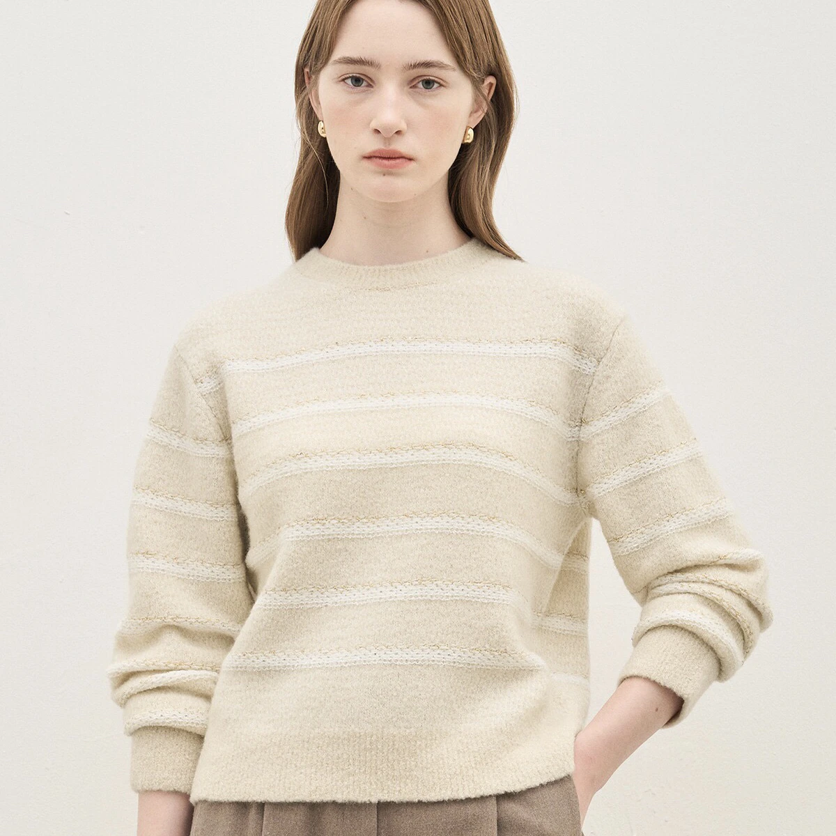 

Корейский шерстяной вязаный свитер Camere Blend Long Sve round Ne Pullover Winter Faion, женский трикотаж премиум-класса