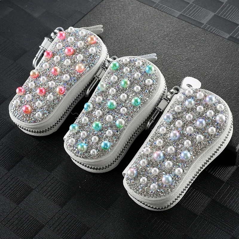 

Beautiful Women Car Key Case with Crystals Pearls Keys Storage Bag for Benz BMW Audi Buick Honda Nissan Suzuki Keys