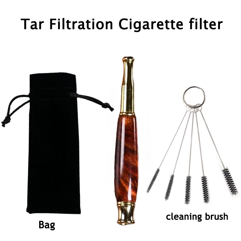 

New Design Wood Reducing Tar Smoke Mouthpiece dual use Microfilter Tobacco Filter Circulation Fashion Cigarette Holder Men Gift