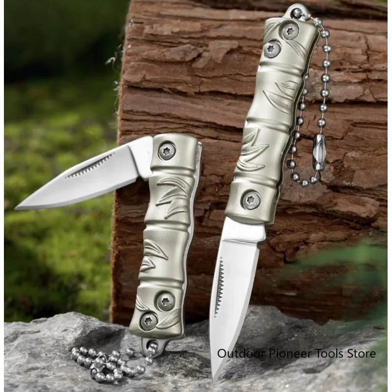 New mini stainless steel folding knife, zinc alloy small knife, portable survival knife, creative keychain