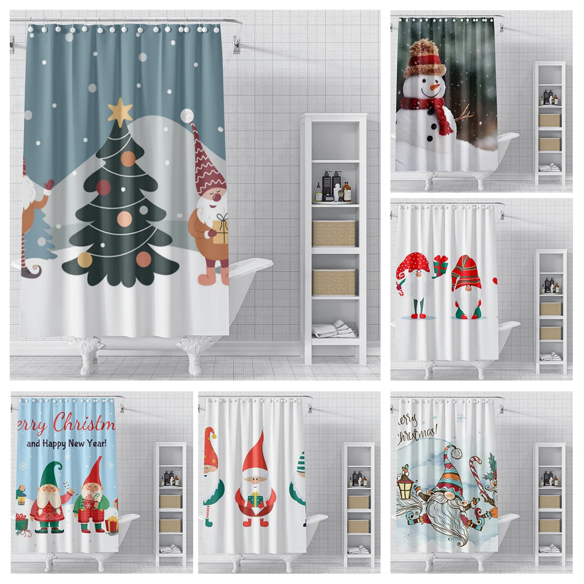 Home shower curtains for bathroom waterproof curtain fabric Modern Nordic style Living Room winter decoration Merry Christmas