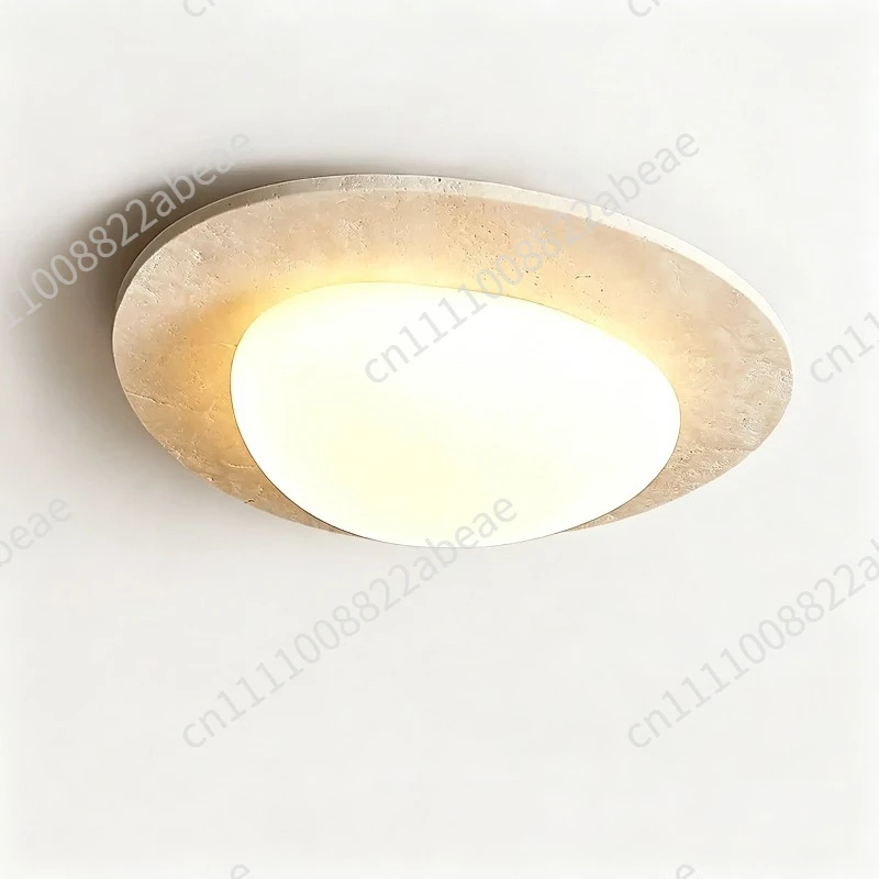 Wabi Sabi Yellow Travertine Ceiling Light for Bedroom Children's Room Living Room Corridor Entrance Foyer LED Stone Ceiling Lamp