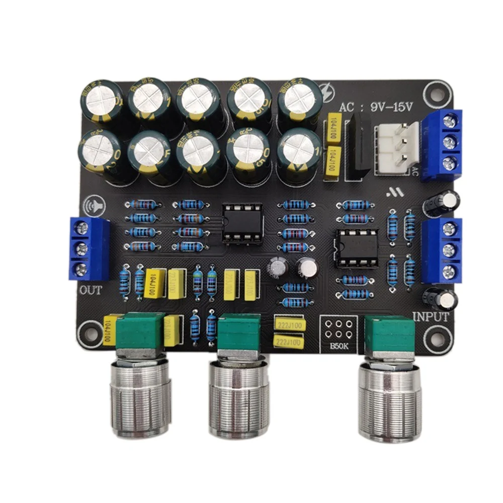 Y22A-NE5532 Preamp Pre Amplifier Pelat Penyesuaian Audio Amplifier HIFI Preamplifier Kontrol Nada Volume, 24-24