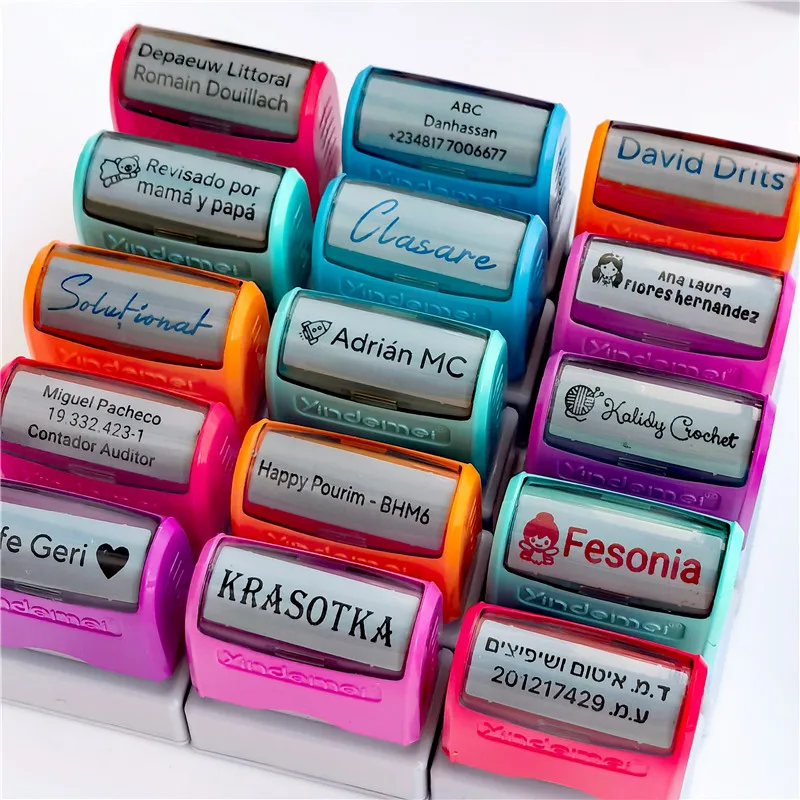 Customized Name Ink Stamp Self Inking Seals Personal Baby Waterproof Non-fading Kindergarten Name Seal New Student Teacher Gift