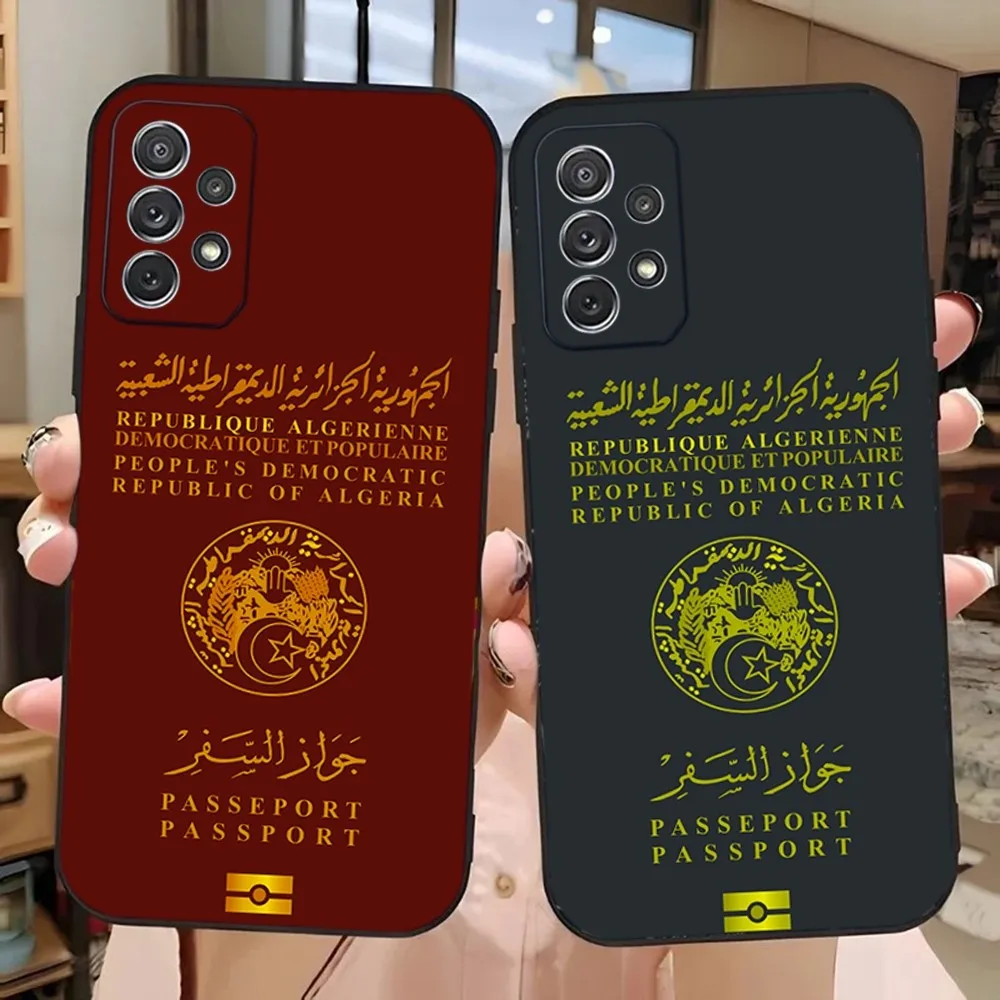 Algerian Passport Phone Case For Samsung Galaxy A13,A21s,A22,A31,A32,A52,A53,A71,A80,A91 Soft Black Phone Cover