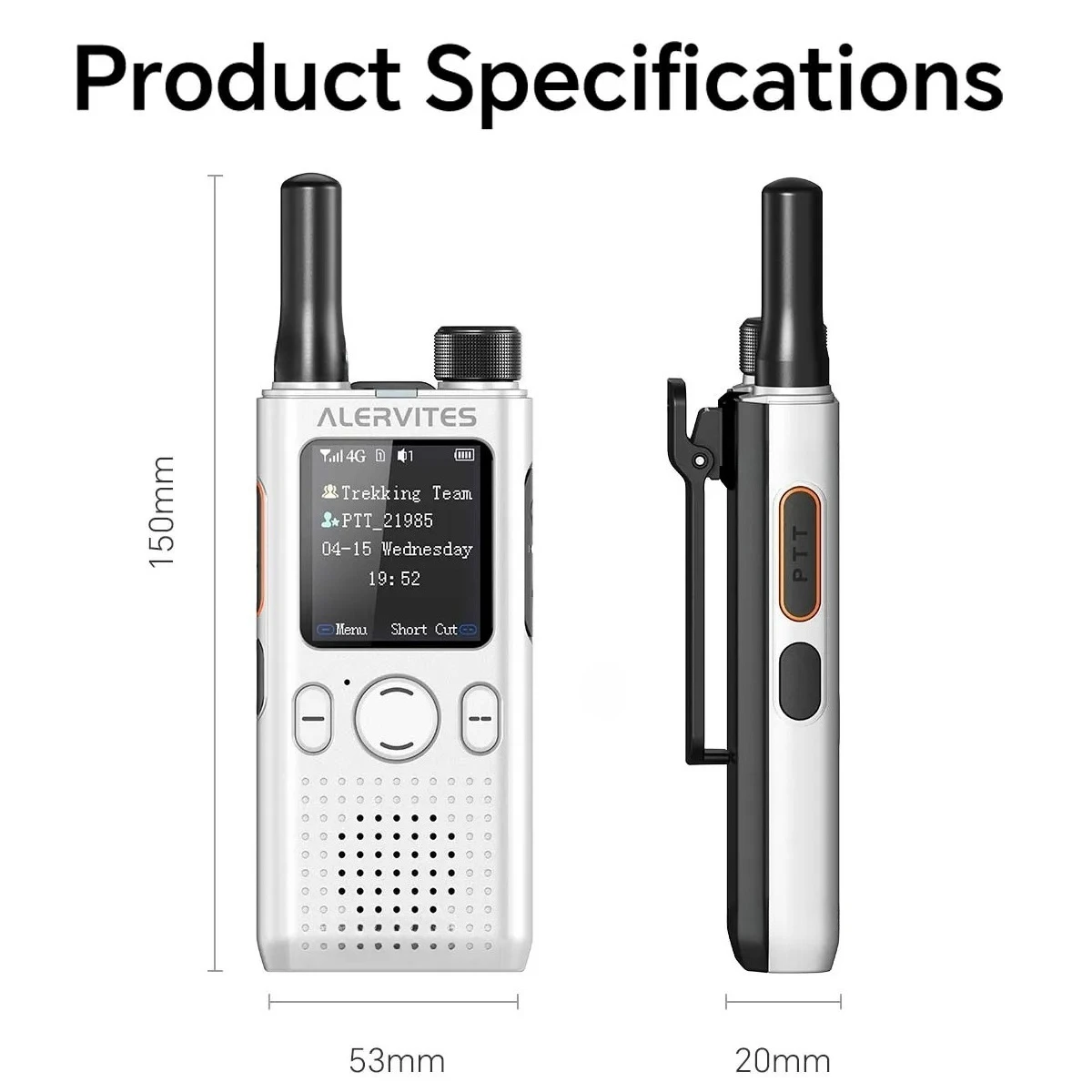 ALERVITES 2PCS AT1 POC Public Network Walkie Talkie Unlimited Global Communication Range Ultra-thin Portable Two Way Radio