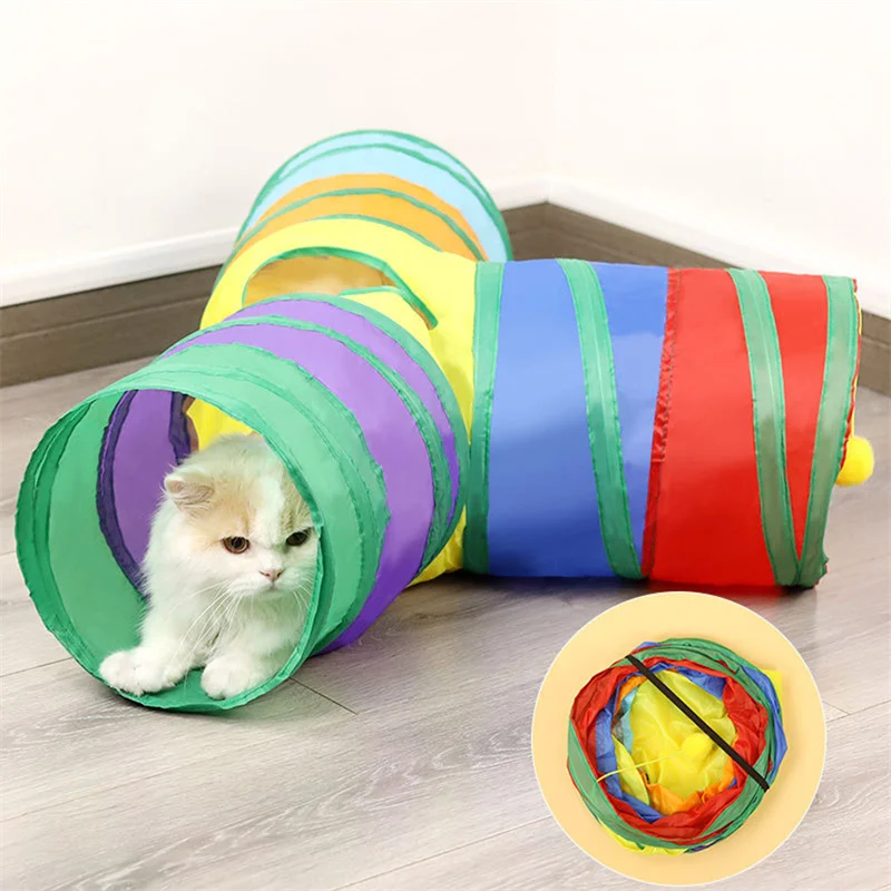 Pet Cat Tunnel Foldable Cat Tunnel Pet Supplies Cat S T Y Pass Play Tunnel Cat Toy Breathable Drill Barrel for Indoor Loud Paper