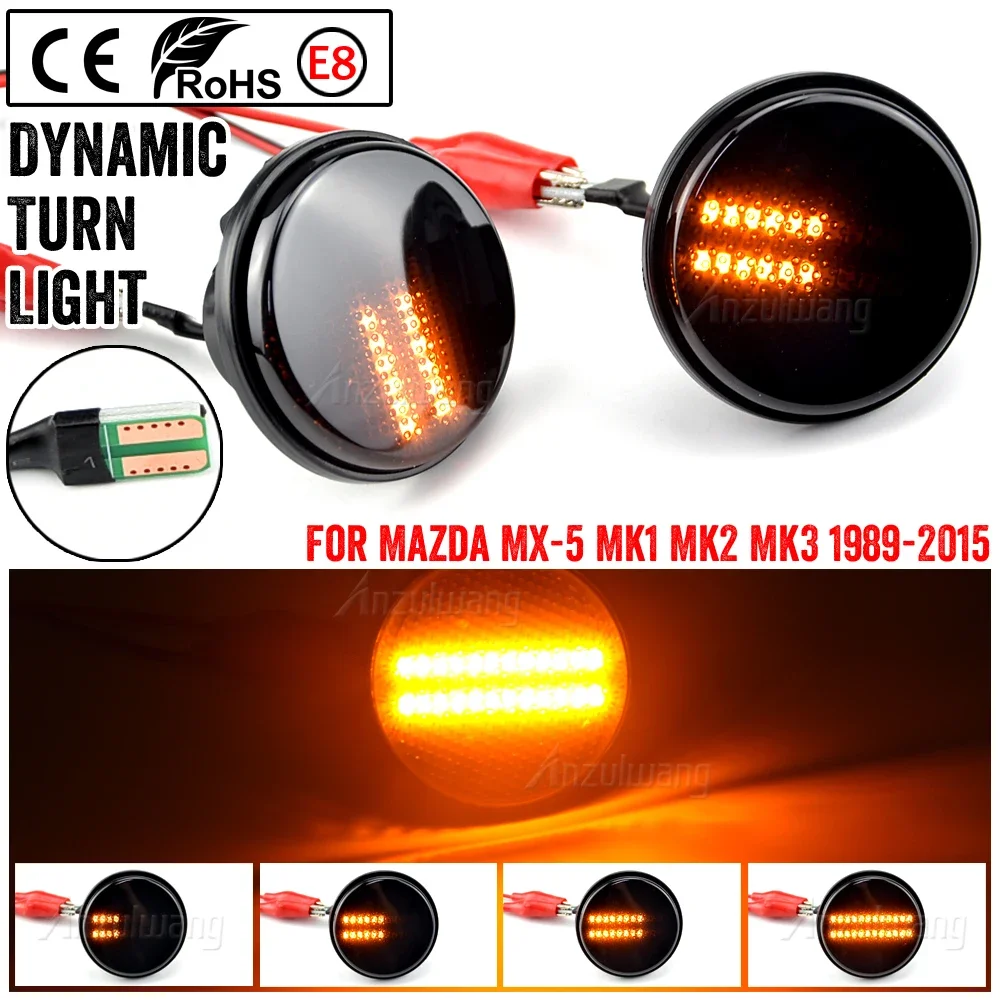 

2Pcs Led Dynamic Blinker Indicator Side Marker Turn Signal Light Accessorie For Mazda MX5 Miata Mk1 Mk2 Mk3 1989-2015 Na Nb Nc