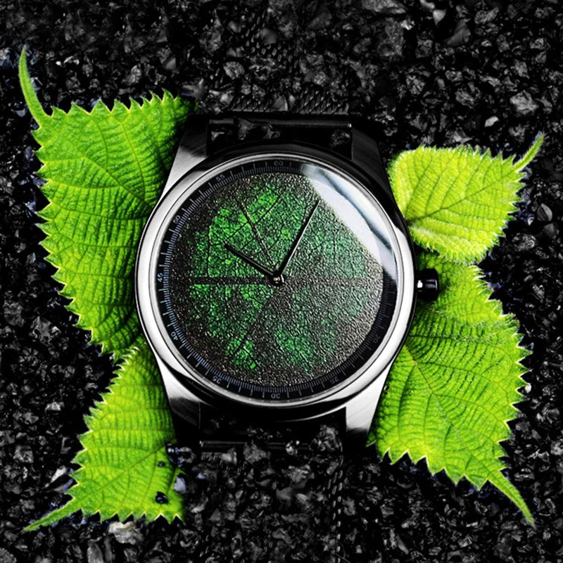 2023 Enmex design wristwatch 3D leaf vein concept creative design Oil Painting face clock fashion quartz clock watch