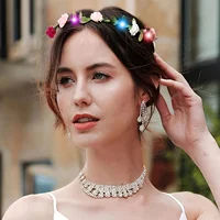18Pcs LED Green Vines & Paper Flowers Women Costume Headpiece, for Beach Party, Wedding, Birthday Party, Holiday Celebration, Photography, Concert, Halloween, Christmas Cosplay 6