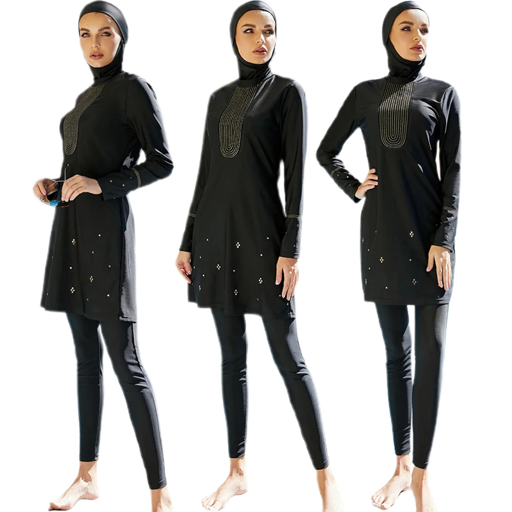 

Muslim Women Swimsuits Islamic Burkinis Modest Full Cover Swimwear Long Sleeve 3 Pieces Suits Hijab Tops Pants Swimming Surfing