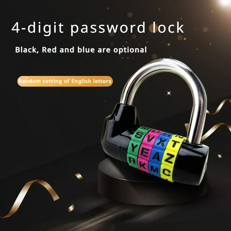 4 Letters Combination Padlock Code Password Lock for Door Cabinet Drawer Bike Motorcycle Student Locker Rarelock MMS61 a