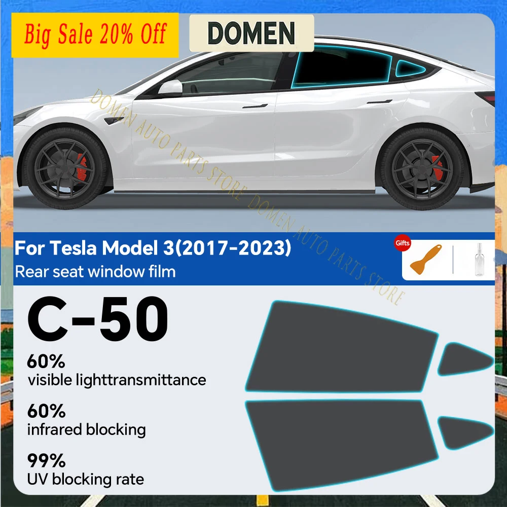 DOMEN Pre-Cut Car Window Privacy Tint Film For Tesla Model 3 2020-2023 Auto solar UV Protector films for Tesla Model 3 Highland