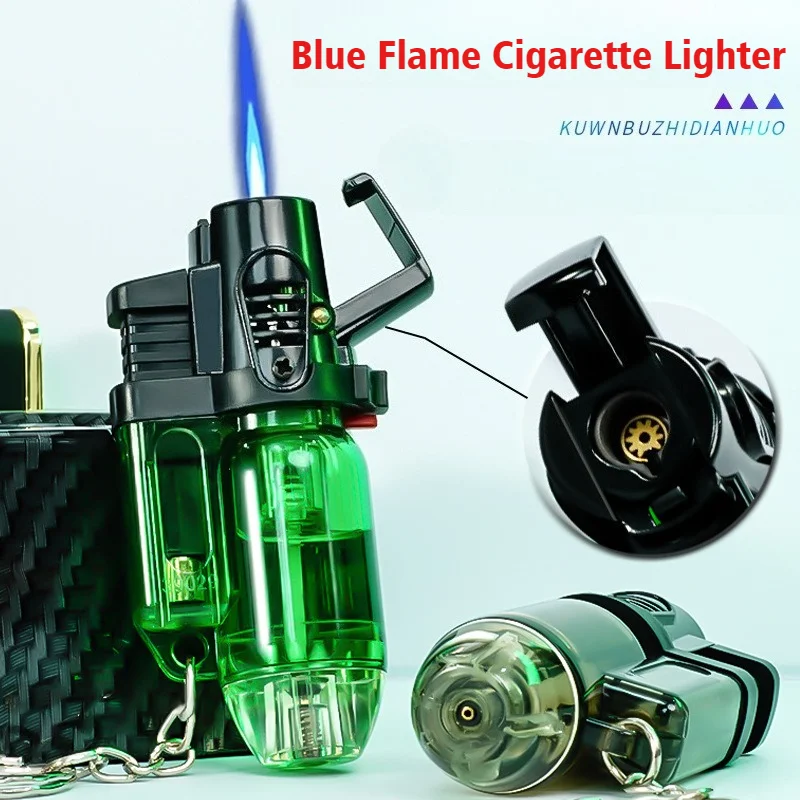 

Newest Plastic Windproof Open Fire Lighter Keychain Cigar Igniter Inflatable Blue Flame Cigarette Lighters & Smoking Accessories