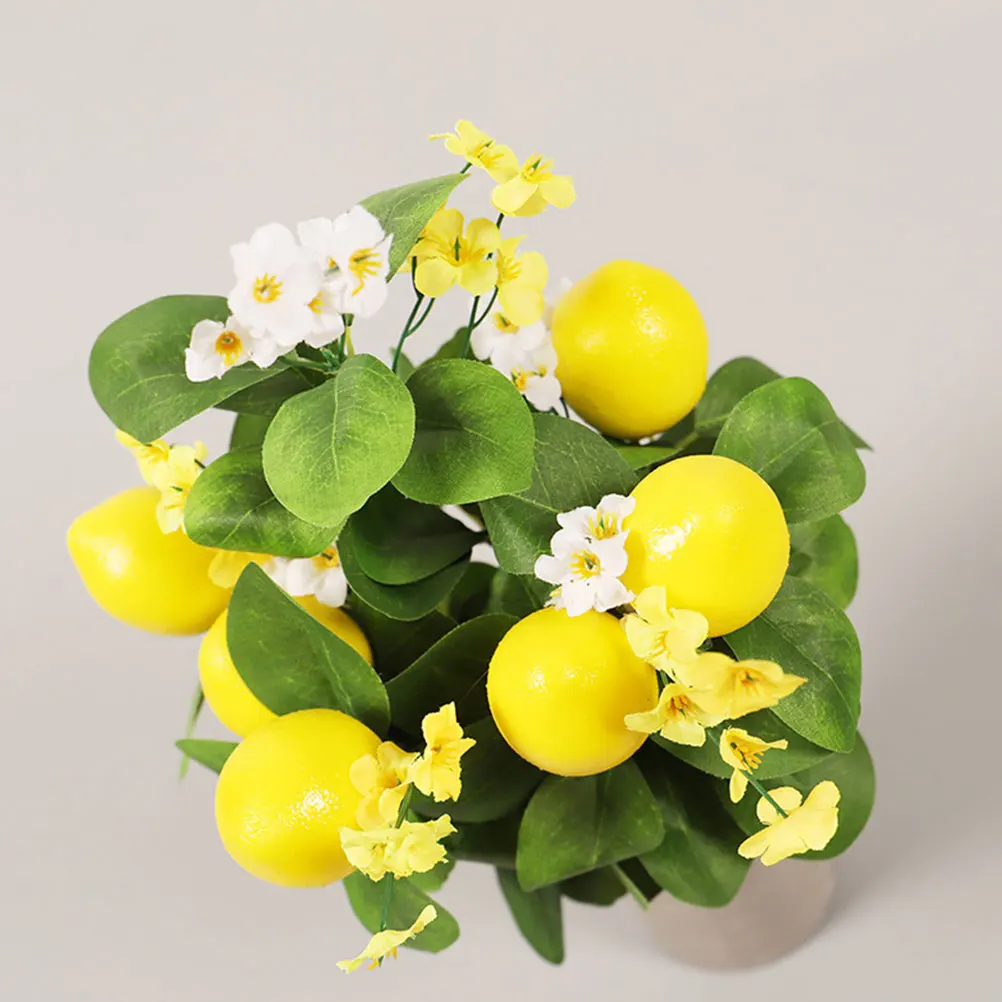 

Artificial Bouquet Decor Decorative Flowers Fake Flower Yellow Lemon Decor With Green Leaves Picks for Home Party Office Coffee