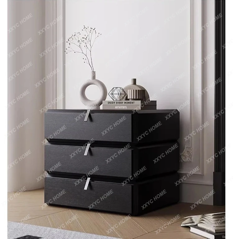 Rotating bedside table Solid wood antique ash wood bedside storage cabinet Household locker