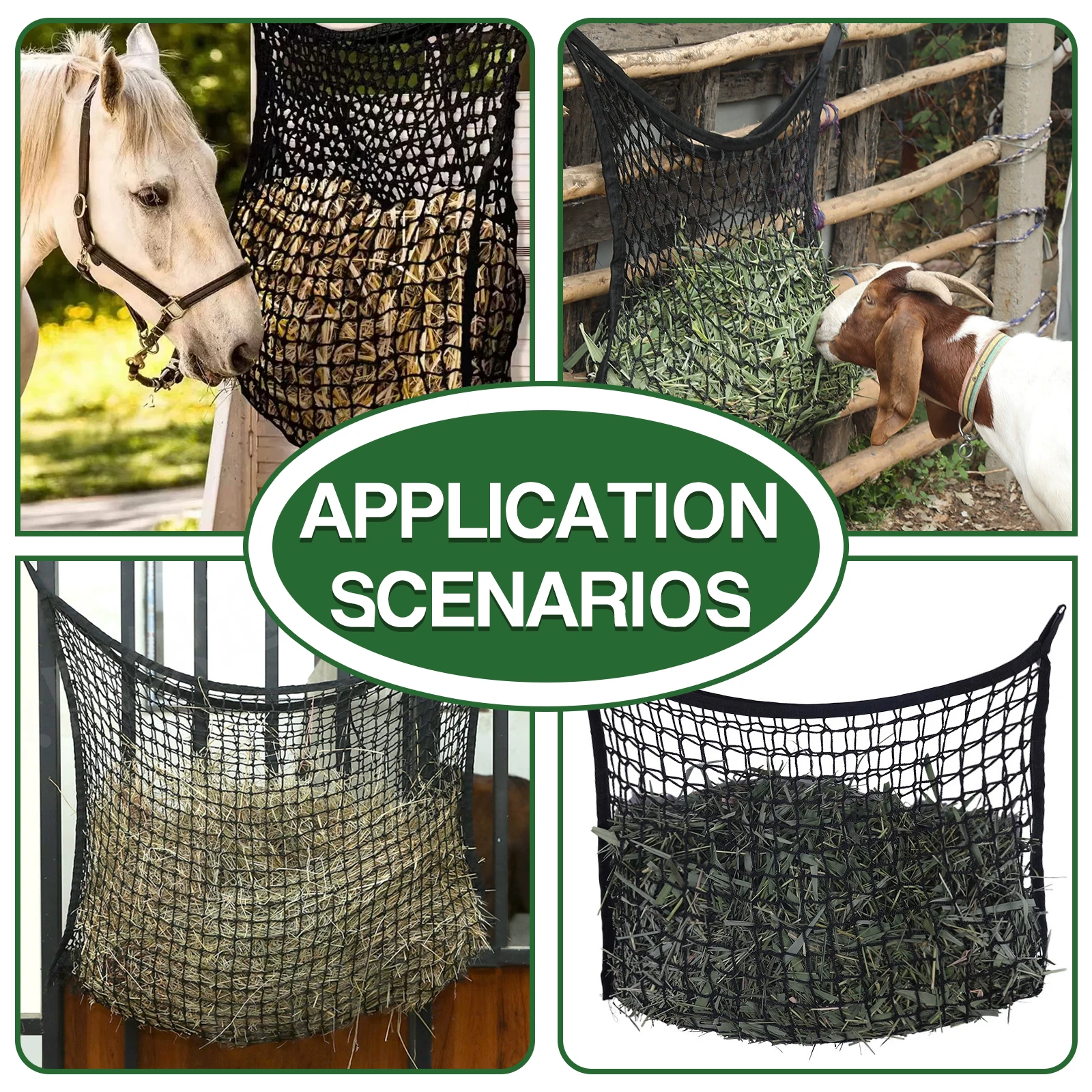1PC Hay Net for Horses Slow Feed Hay Bag for Goat Sheep Hanging Hay Large Capacity Feeder Bag Stable Stall Paddock Rest Toy