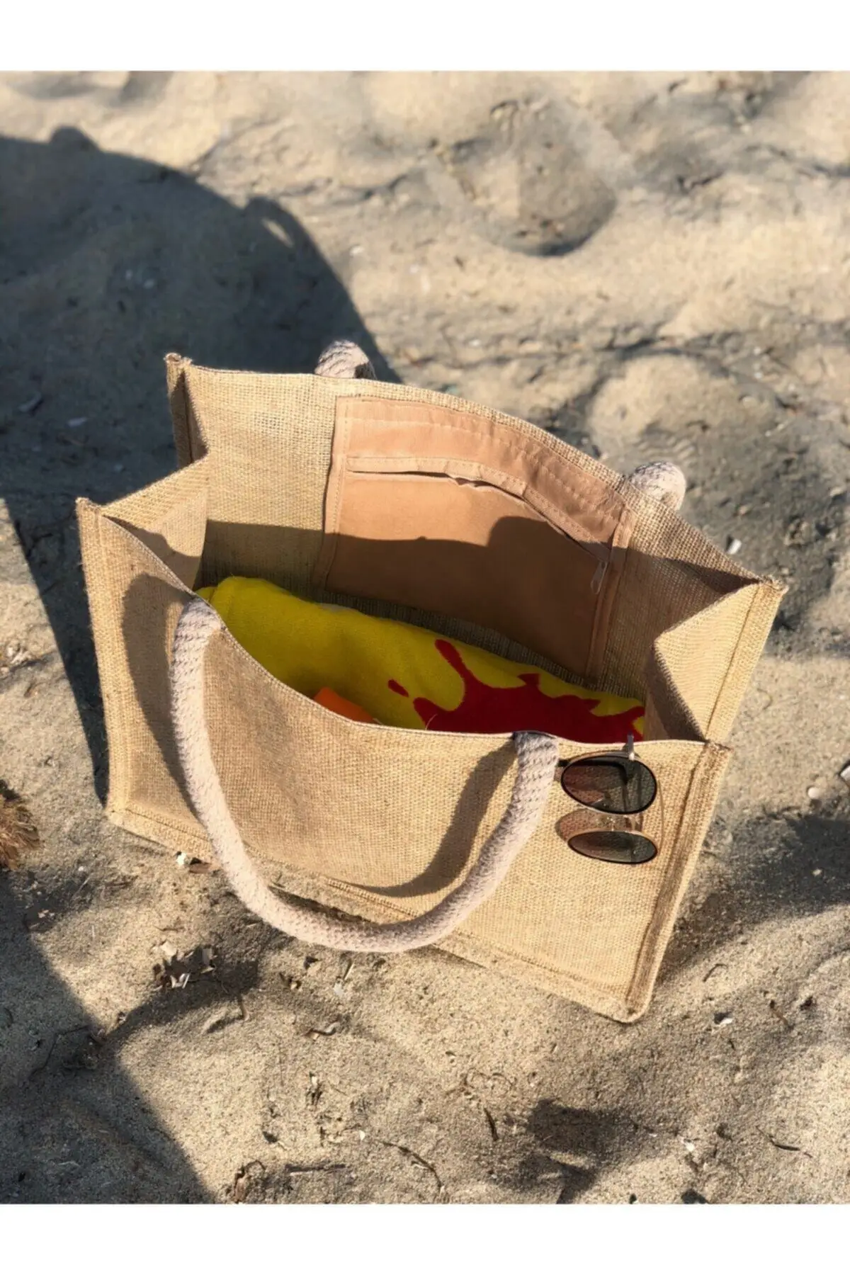 Frauen Braun Wicker Runde Hängenden Seil Strand Tasche