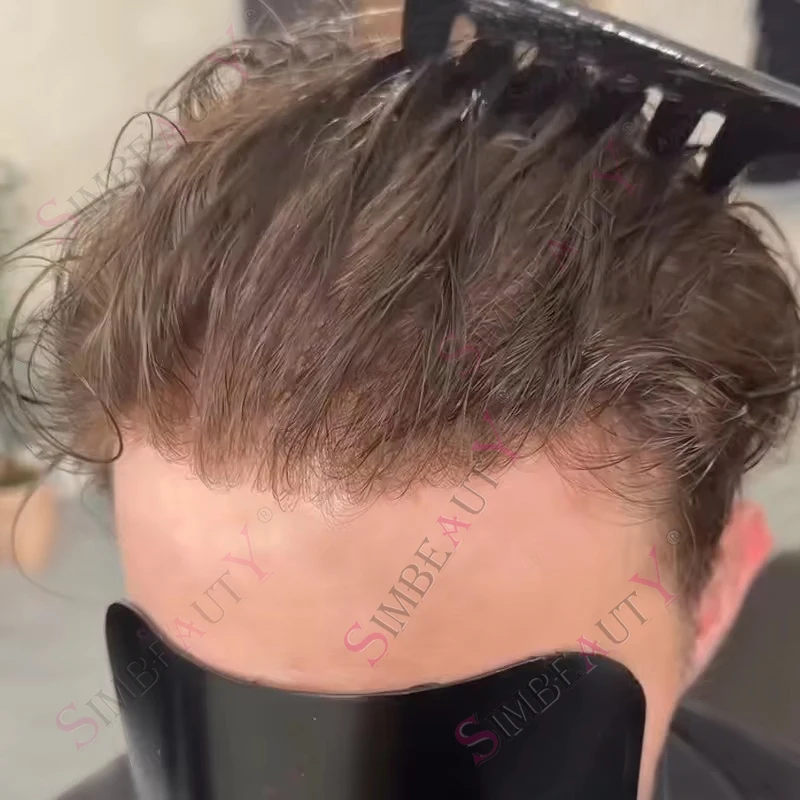 

Мужские парики, 80% плотность, коричневый цвет 1b65 540 # Черно-серый мужской парик-система замещения волос из натуральных волос с полной полиуретановой основой и тонкой кожей 0.02 мм