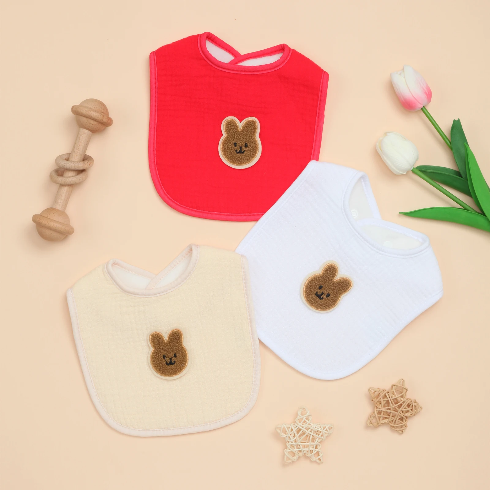 

Симпатичные детские нагрудники Очень мягкие нагрудники для слюней для мальчиков и девочек, впитывающие мягкие хлопковые нагрудники для кормления и прорезывания зубов (3 шт.)