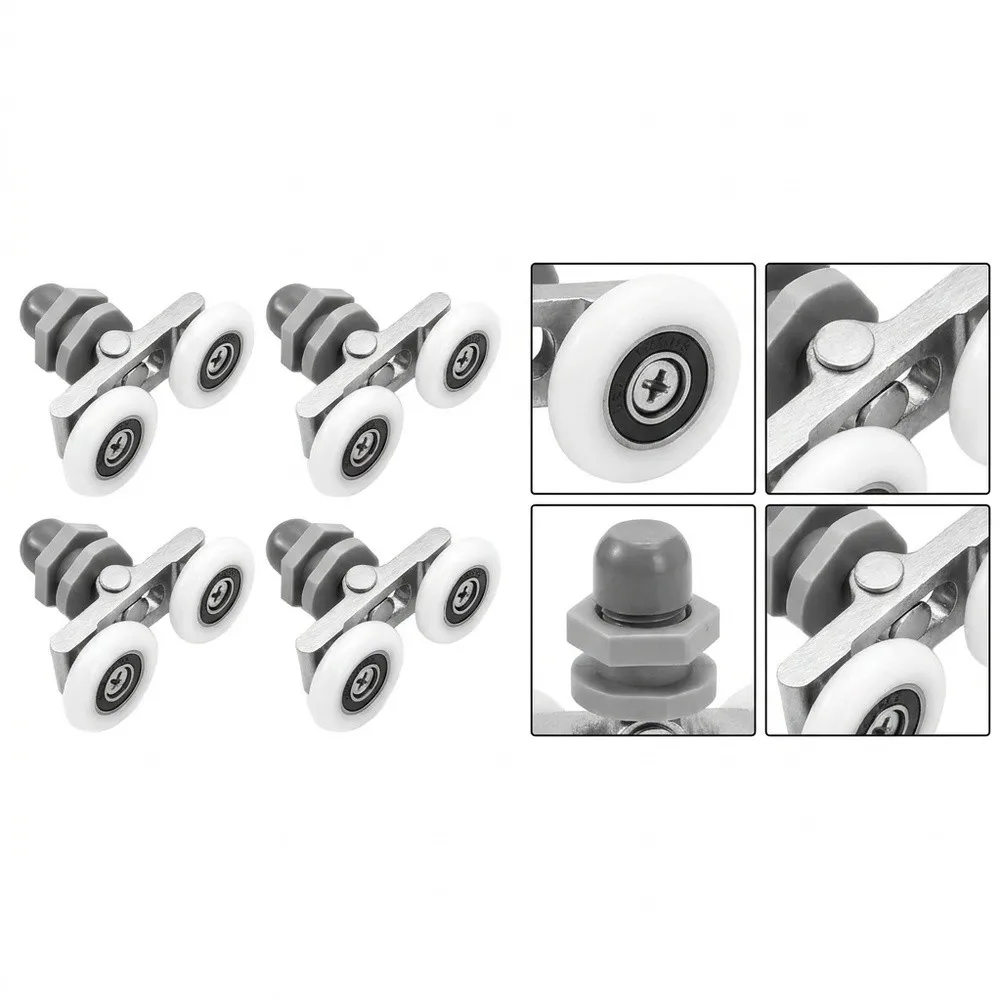 4Pcs Shower Door Rollers Nylon Shower Door Wheels Replacement Rollers With Bearings Smooth Silent Sliding Shower Door Wheels