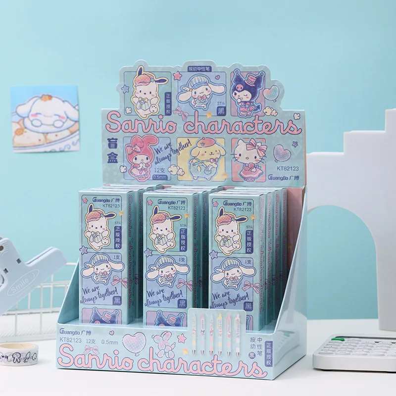 MINISO Sanrio Laser Blind Box Press Neutral Pen Kuromi Cartoon High Beauty Student Writing Pen Black ST Signature Pen