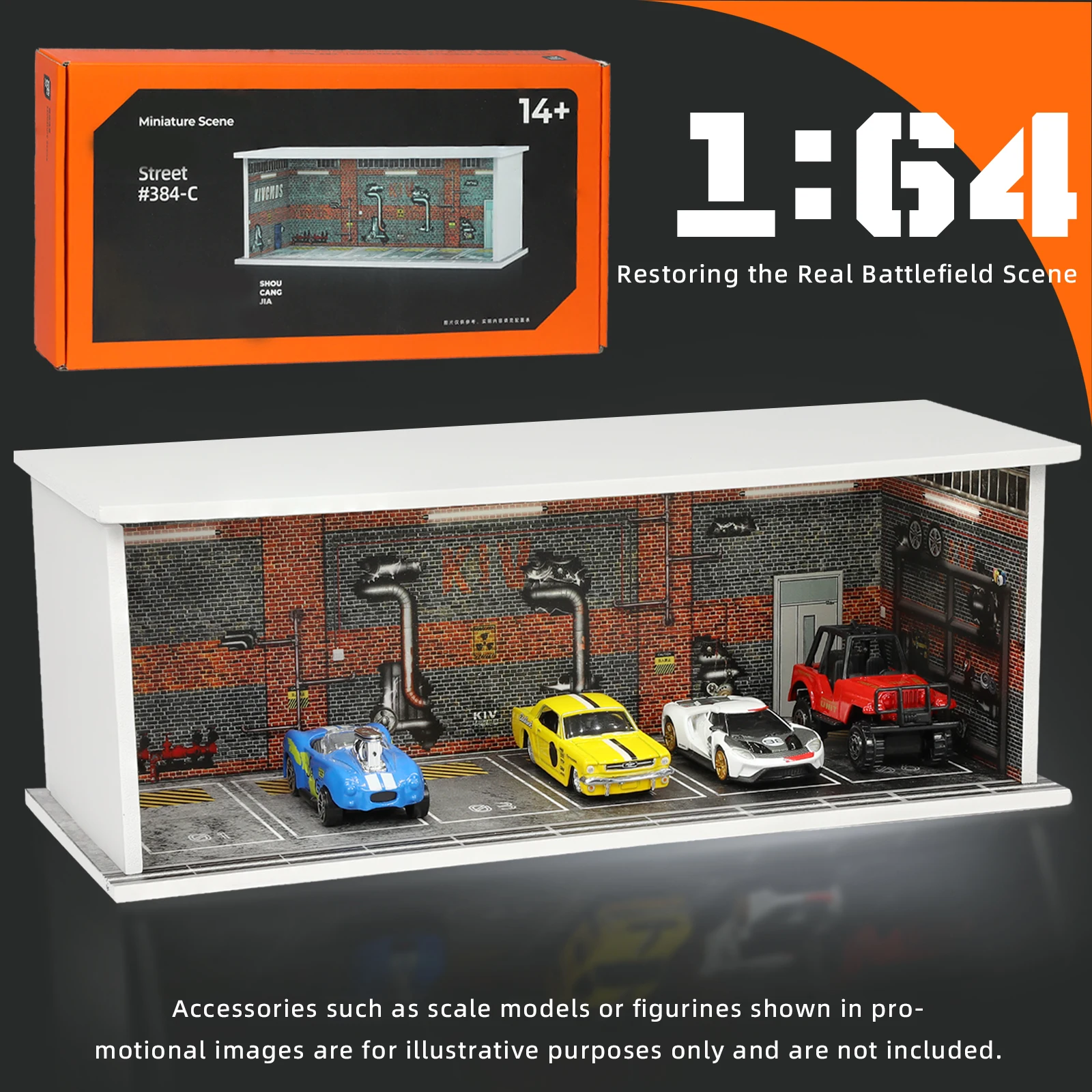 

1:64 Rusty Garage Factory Display Storage Diorama LED Strip Acrylic Dustproof Model Car Collector Men Christmas & Birthday Gift