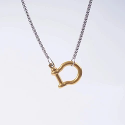 Stainless Steel Horseshoe Box Chain Necklace For Women Gold/Silver Color Color Metal Spiral Clasps Chain Necklaces Choker