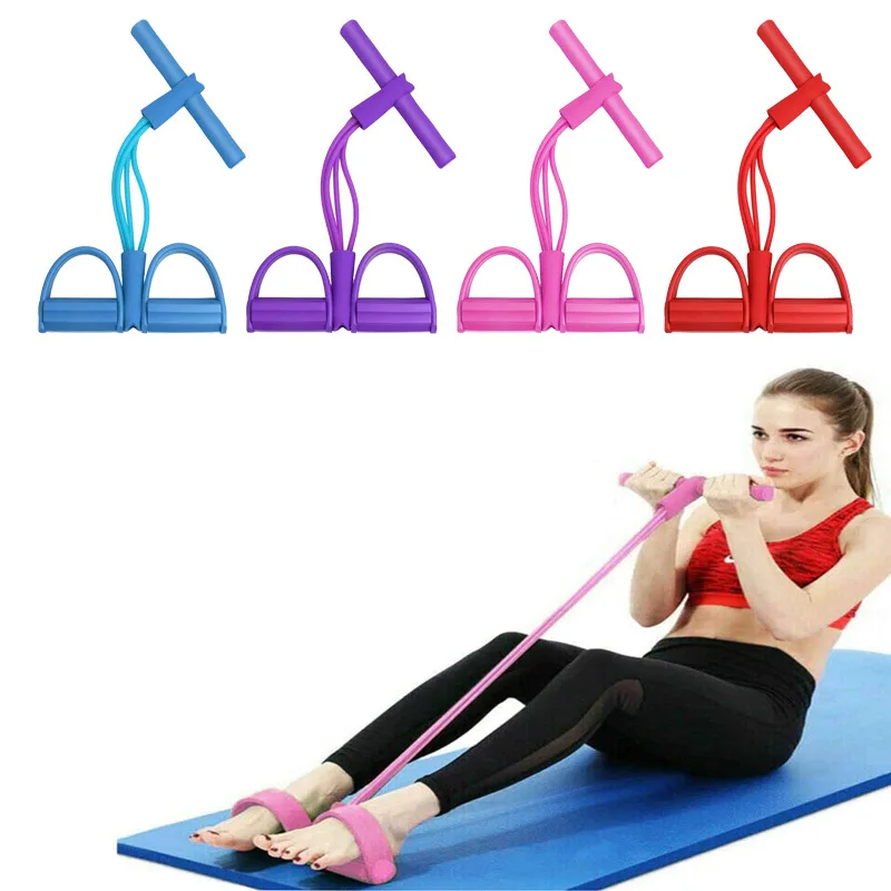 Fitness Gum 4 Tube Resistance Bands Latex Pedal Exerciser Sit-up Pull Rope Expander Elastic Bands Yoga equipment Pilates Workout