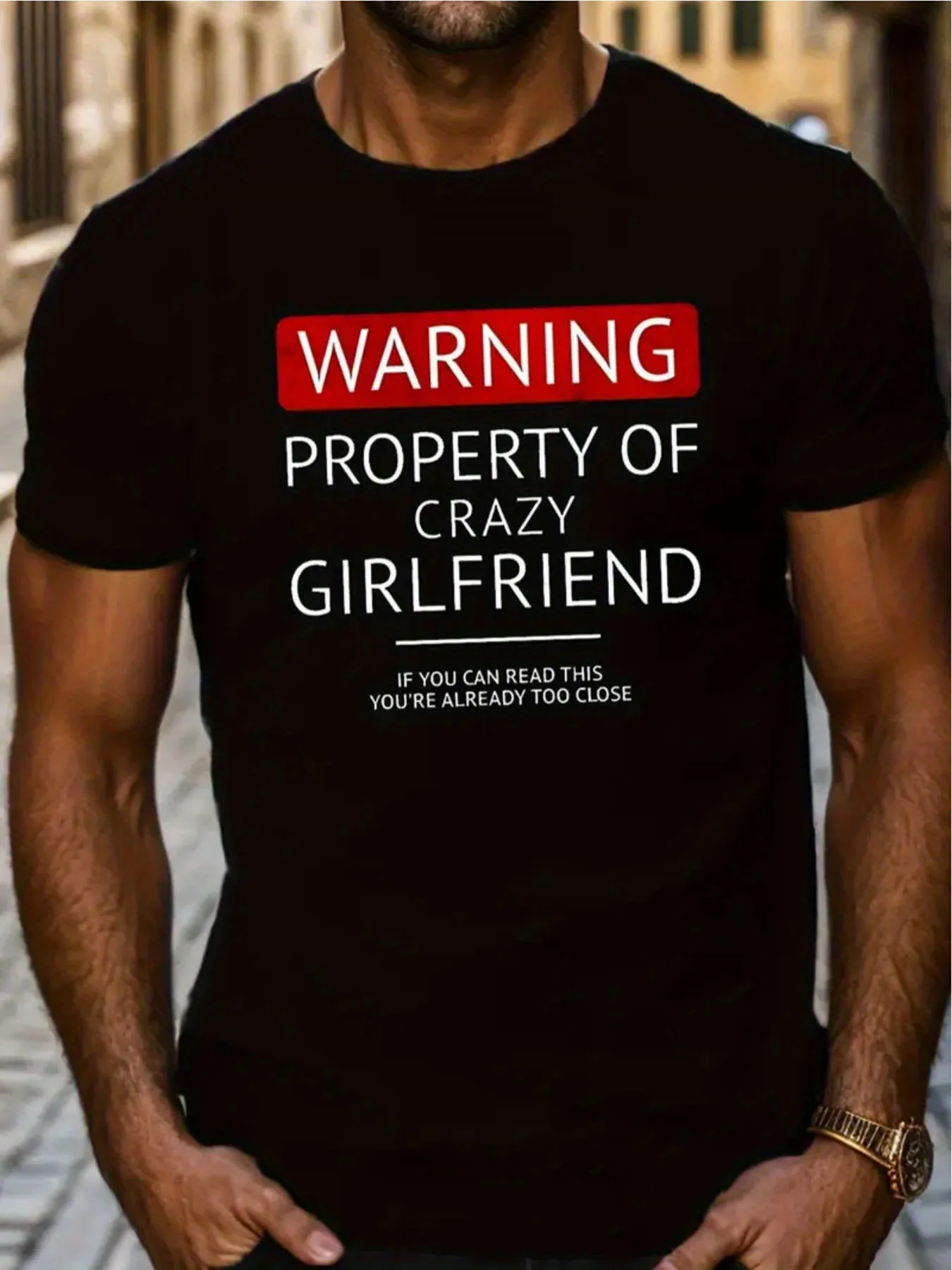 

Crazy Girlfriend Warning Creative Print for Men Women Couple Fashion T-Shirt, Street Short Sleeve Cotton T-Shirt, Comfojavascrt-