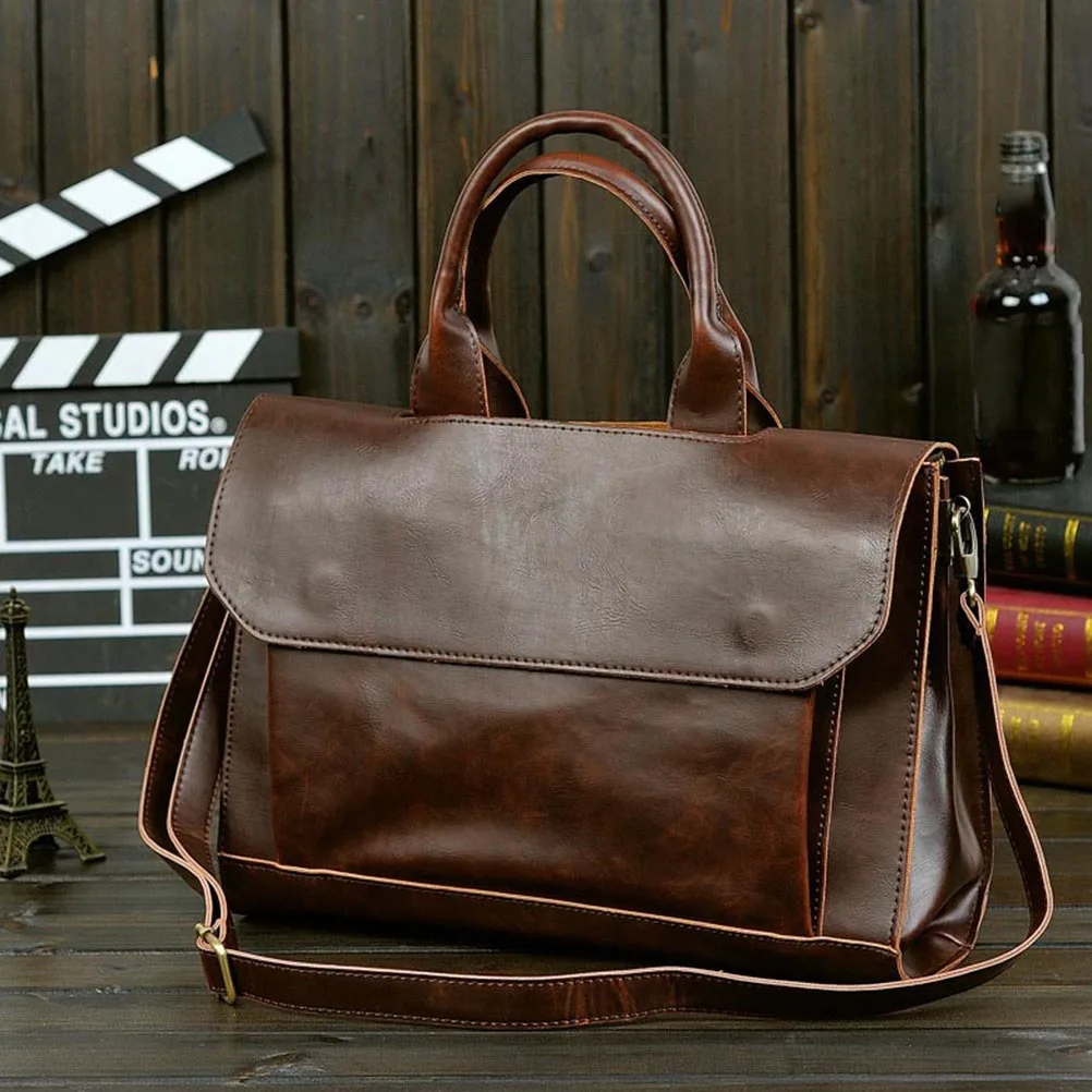 

1Pcs PU Briefcase Fashion Business Handbag Practical Gift for Husband Boyfriend PU Briefcase Business Trip Bag