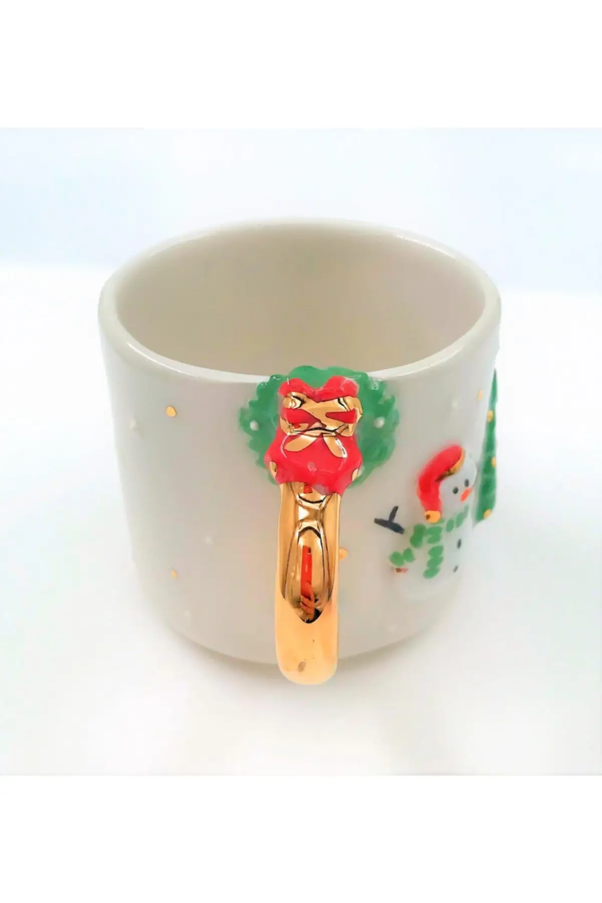 DOLBOVI 24 sterling gold embroidered christmas pine, snowman 100 handmade gift double cup