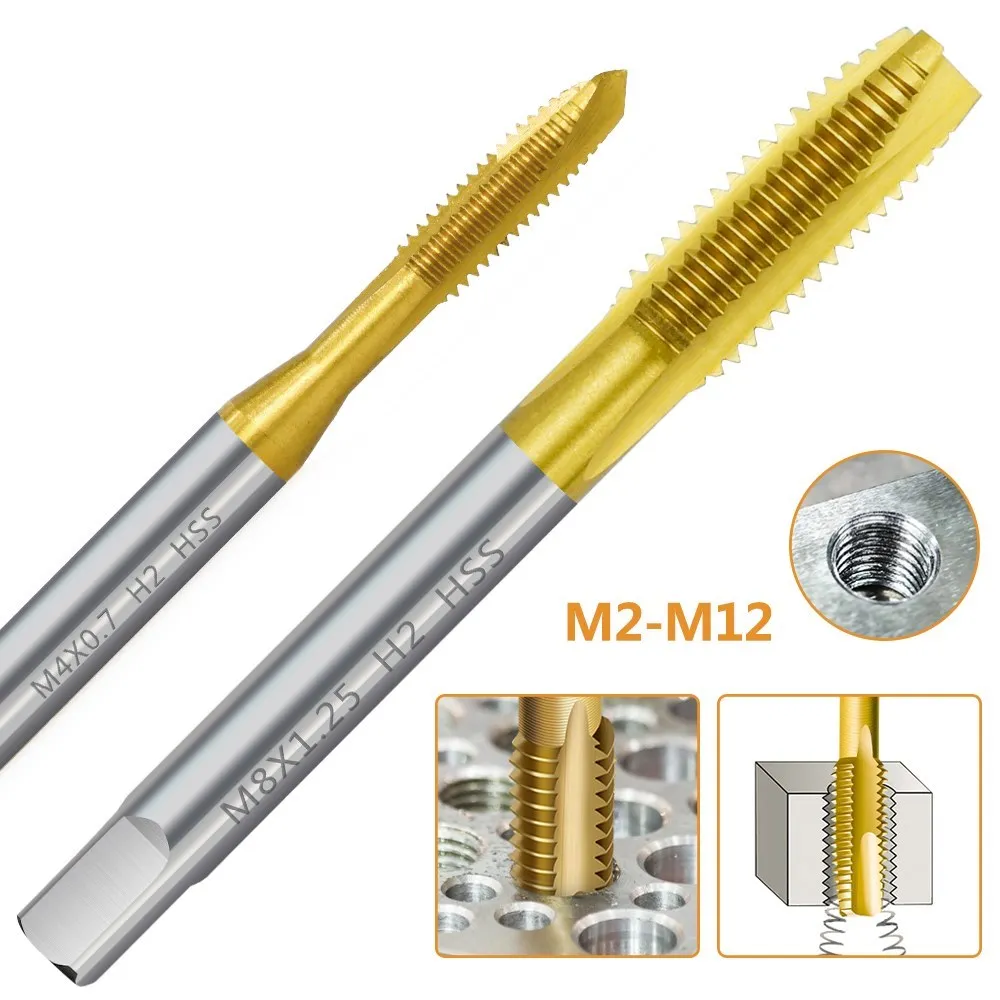 CMCP Thread Tap HSS 6542 Screw Tap Straight Flute Metric Tap Drill Hand Tool M2 M2.5 M3 M3.5 M4 M5 M6 M8 M10 M12 M14 M16