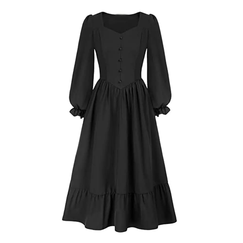 Gothic V-neck Dress Renaissance Countryside Women's Skirt Stage Costume Mid-century Retro New Popular Model Chinese Ethnic Wear